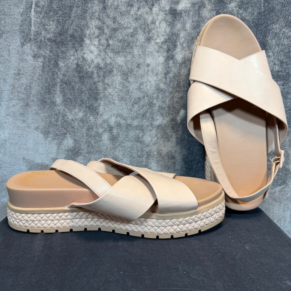 Torrid Faux Leather Double Wide 11.5WW Sandals Womens Beige Shoes